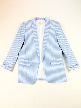 Esqualo Cotton Blazer Blue White Stripe Preppy Coastal Chic Lightweight Jacket